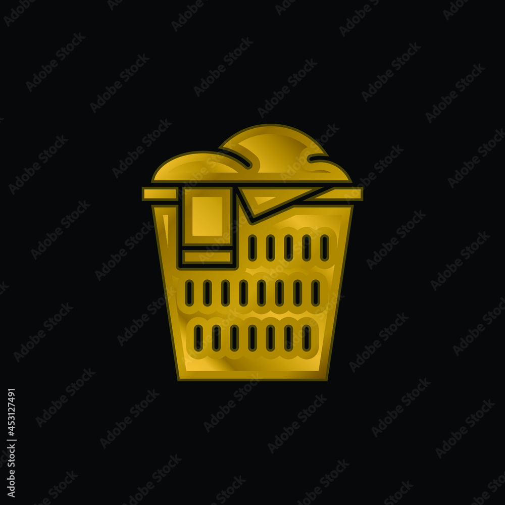 Basket gold plated metalic icon or logo vector Basket gold plated metalic icon or logo vector