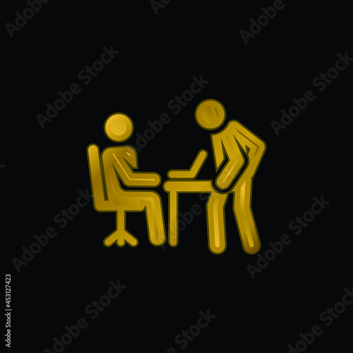 Anger gold plated metalic icon or logo vector