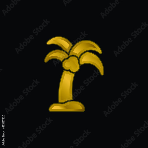 Beach gold plated metalic icon or logo vector