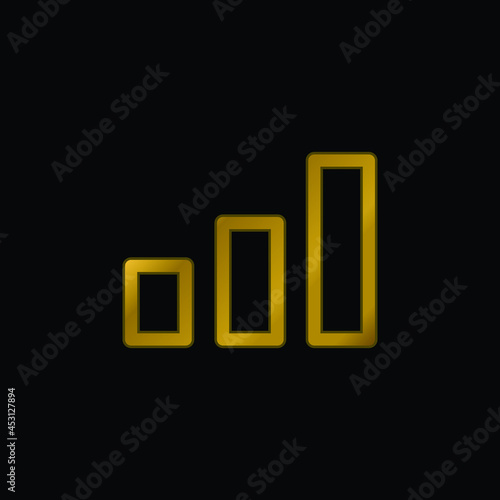 Bar Chart gold plated metalic icon or logo vector