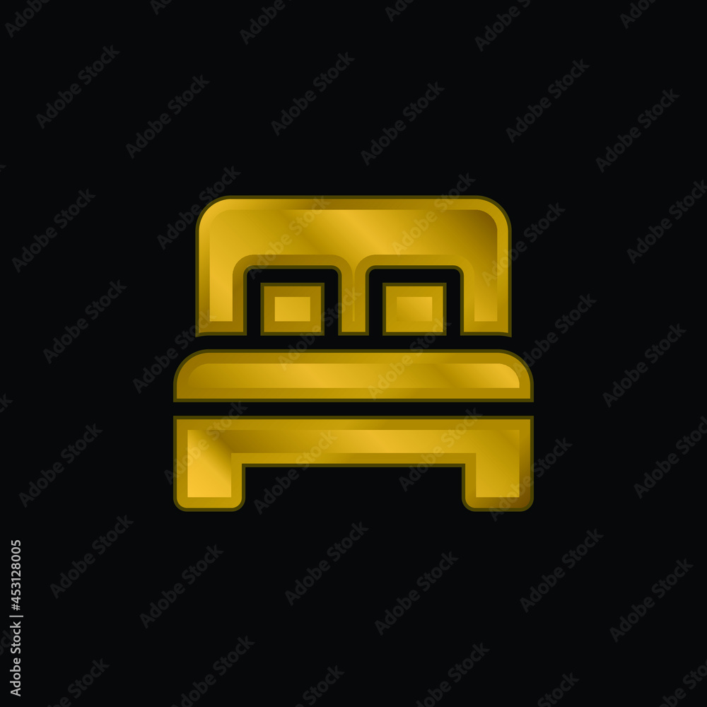 Bed gold plated metalic icon or logo vector Bed gold plated metalic icon or logo vector