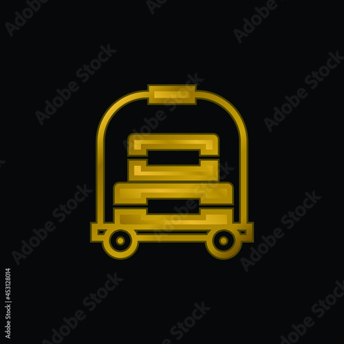 Bellhop gold plated metalic icon or logo vector
