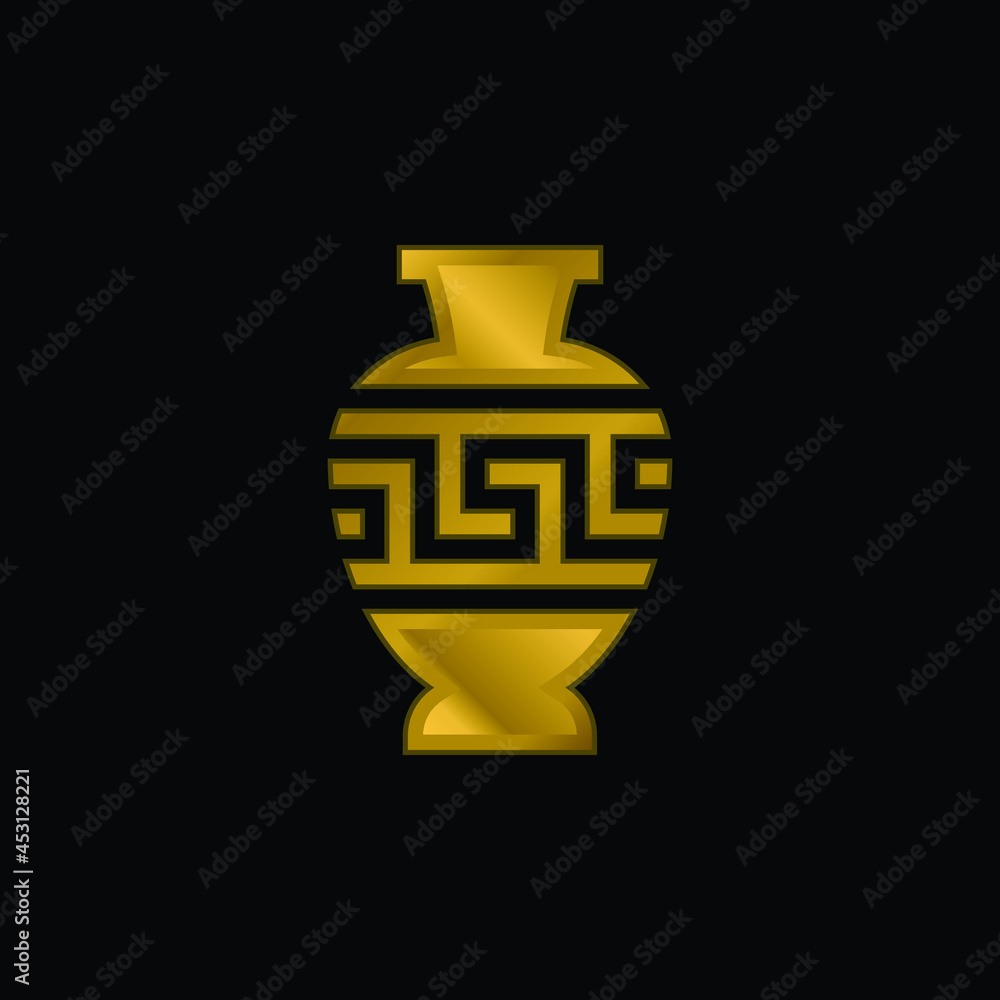 Amphora gold plated metalic icon or logo vector