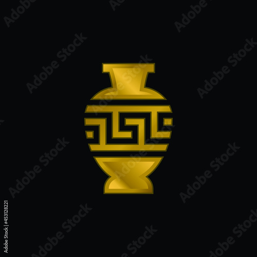 Amphora gold plated metalic icon or logo vector
