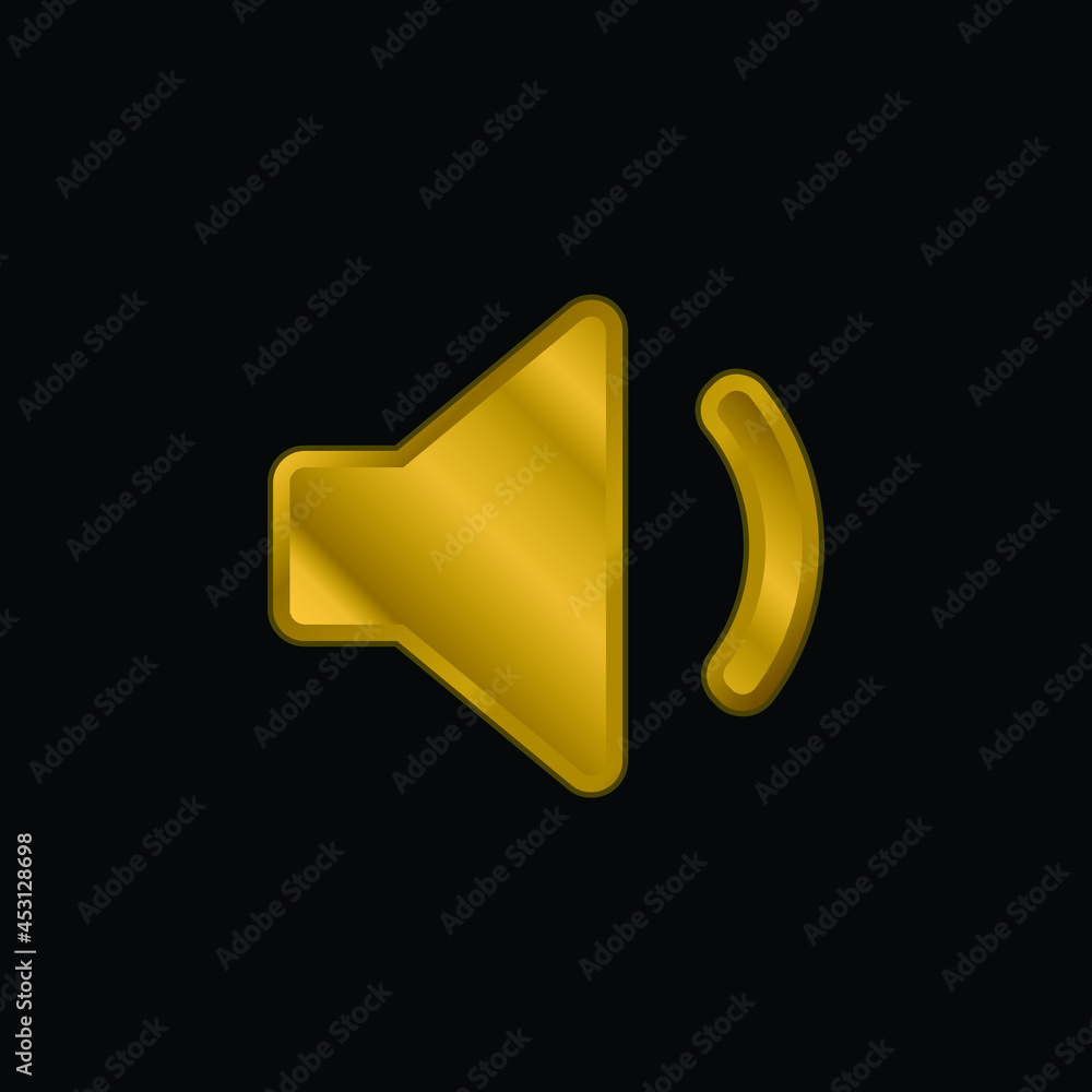Audio Filled Speaker Of Interface gold plated metalic icon or logo vector Audio Filled Speaker Of Interface gold plated metalic icon or logo vector