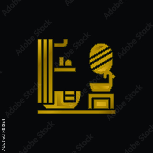 Bathroom gold plated metalic icon or logo vector