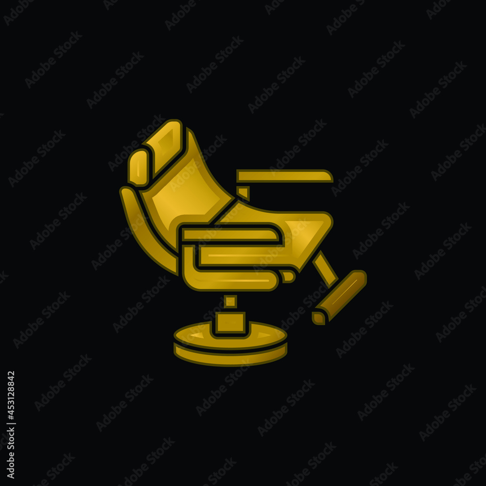 Barber Chair gold plated metalic icon or logo vector Barber Chair gold plated metalic icon or logo vector