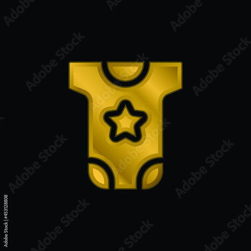 Baby Cloth gold plated metalic icon or logo vector