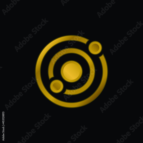 Astronomy gold plated metalic icon or logo vector