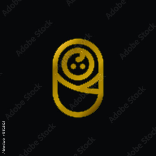 Baby gold plated metalic icon or logo vector