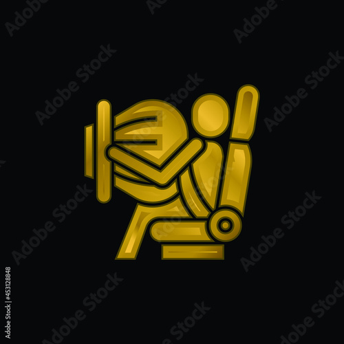 Airbag gold plated metalic icon or logo vector
