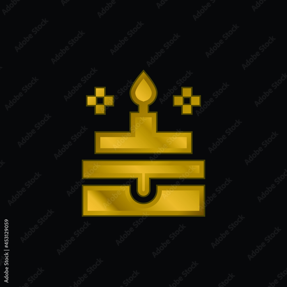 Obraz premium Birthday Cake gold plated metalic icon or logo vector
