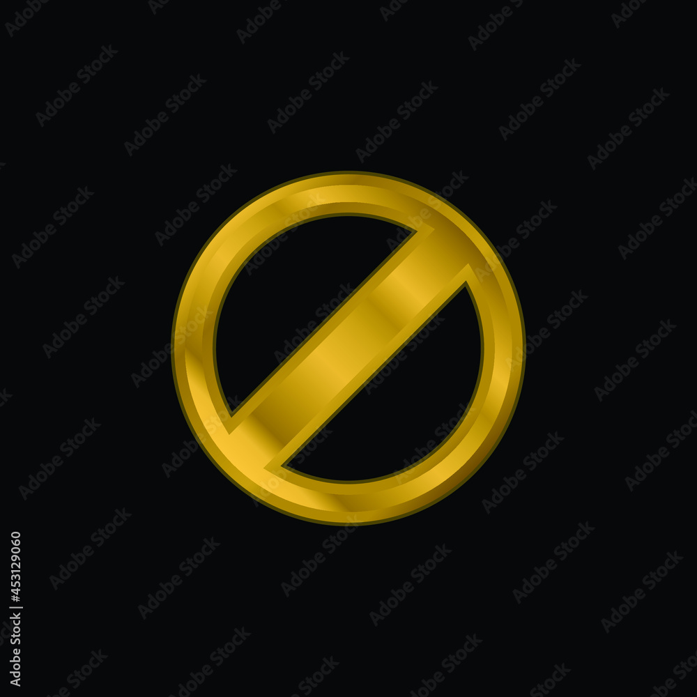 Blocked Symbol gold plated metalic icon or logo vector Blocked Symbol gold plated metalic icon or logo vector