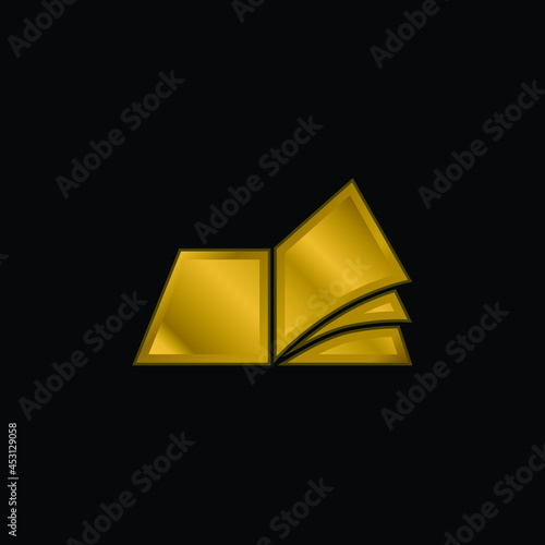 Book gold plated metalic icon or logo vector