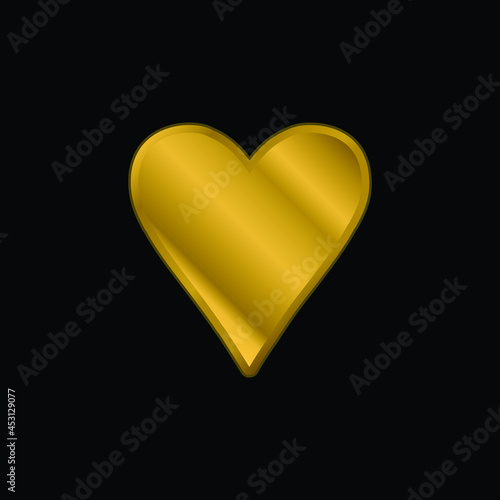 Black Heart Love Symbol gold plated metalic icon or logo vector