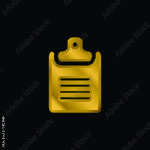 Black Clipboard gold plated metalic icon or logo vector
