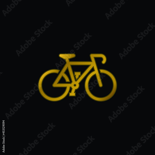 Bicycle gold plated metalic icon or logo vector