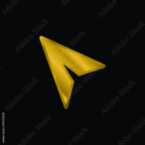 Black Mouse Pointer gold plated metalic icon or logo vector