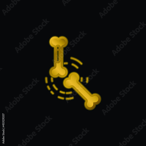 Bone gold plated metalic icon or logo vector
