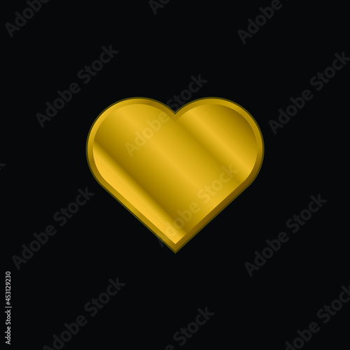 Big Heart gold plated metalic icon or logo vector