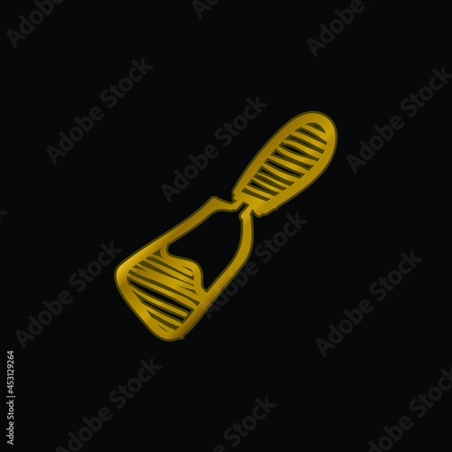 Blade Hand Drawn Construction Tool gold plated metalic icon or logo vector