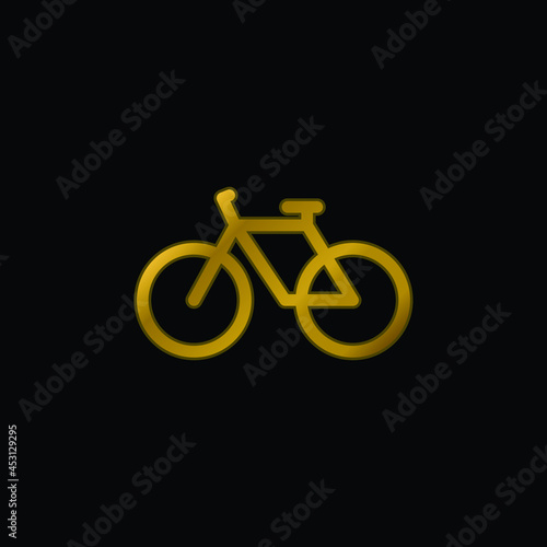 Bicycle gold plated metalic icon or logo vector