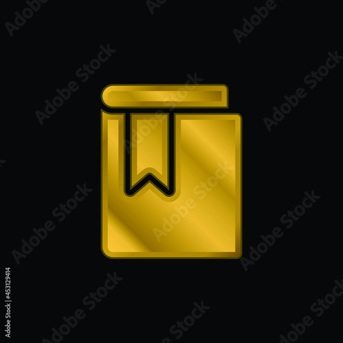 Book gold plated metalic icon or logo vector