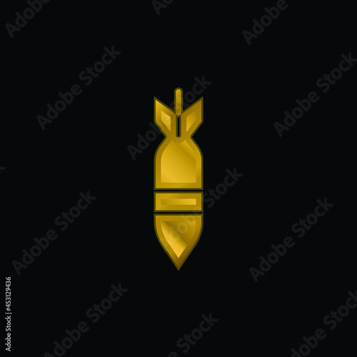Bomb gold plated metalic icon or logo vector