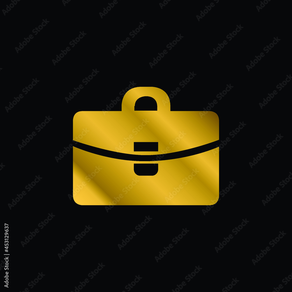 Briefcase gold plated metalic icon or logo vector Briefcase gold plated metalic icon or logo vector
