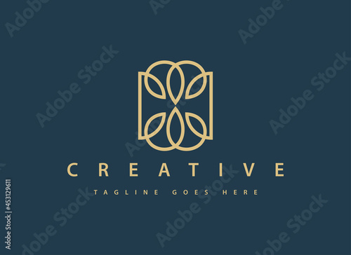 a special elegant gold leaf ornament logo, suitable for places, spas and companies
