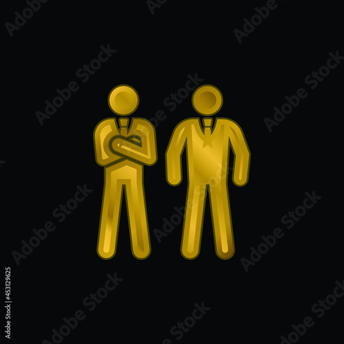 Bodyguard gold plated metalic icon or logo vector