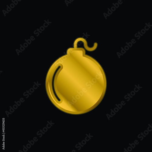 Bomb gold plated metalic icon or logo vector