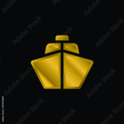 Boat gold plated metalic icon or logo vector
