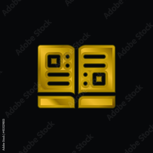 Book gold plated metalic icon or logo vector