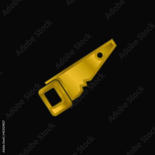 Black Saw gold plated metalic icon or logo vector