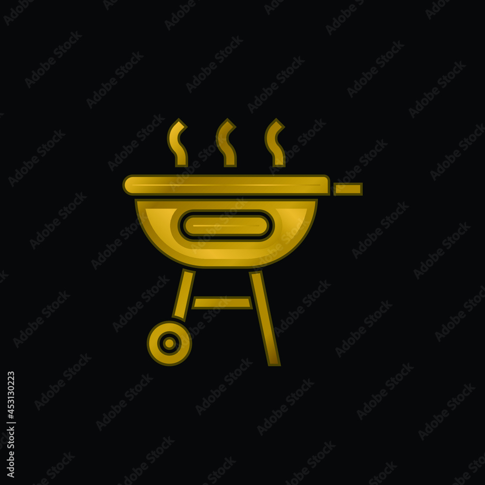 Barbecue gold plated metalic icon or logo vector Barbecue gold plated metalic icon or logo vector