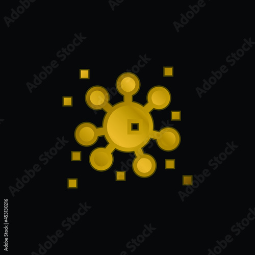 Bacteria gold plated metalic icon or logo vector