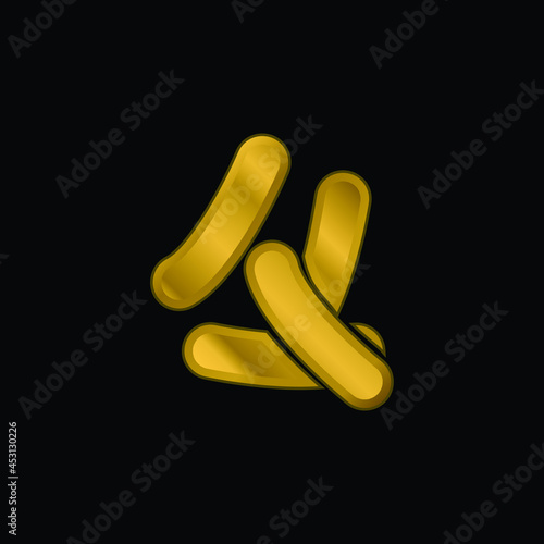 Bacteria gold plated metalic icon or logo vector
