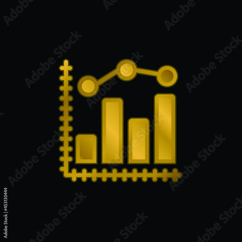 Analytics gold plated metalic icon or logo vector
