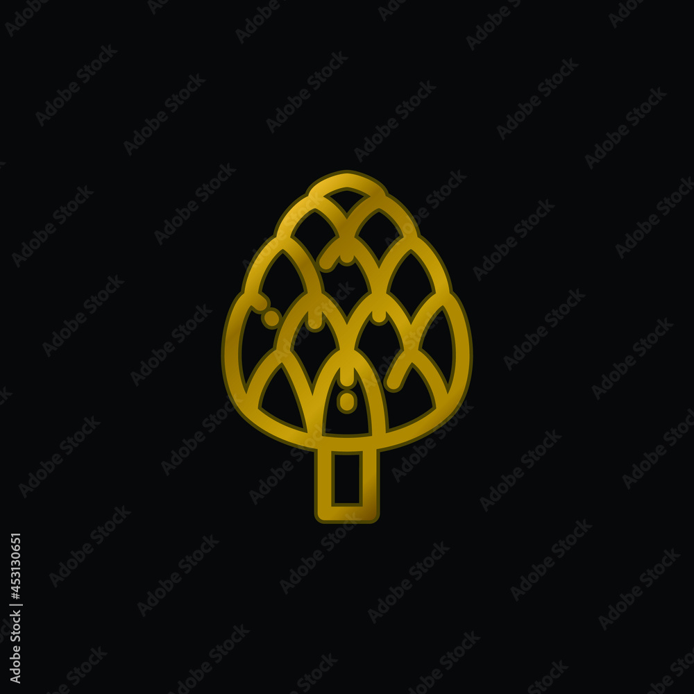 Artichoke gold plated metalic icon or logo vector