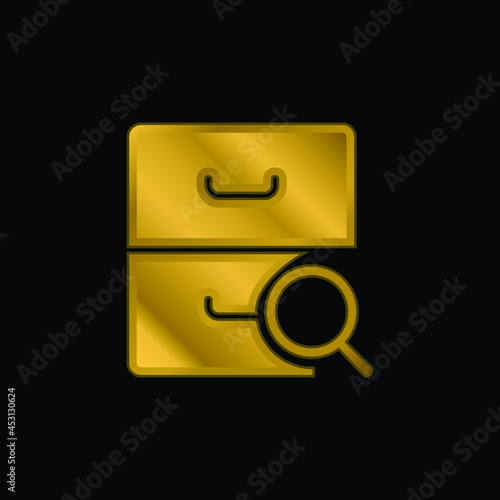 Archive gold plated metalic icon or logo vector