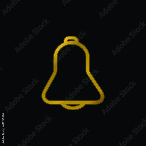 Bell Of Phone Interface gold plated metalic icon or logo vector