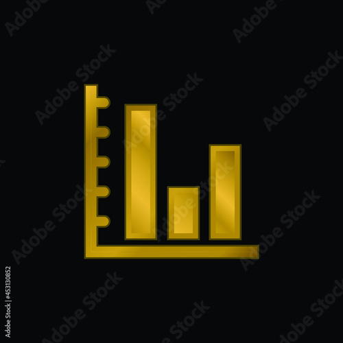 Bars Graphic Of Business Stats gold plated metalic icon or logo vector