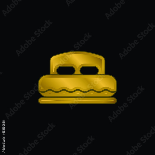 Bed For A Couple gold plated metalic icon or logo vector