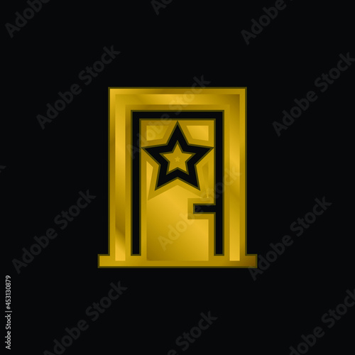 Backstage gold plated metalic icon or logo vector