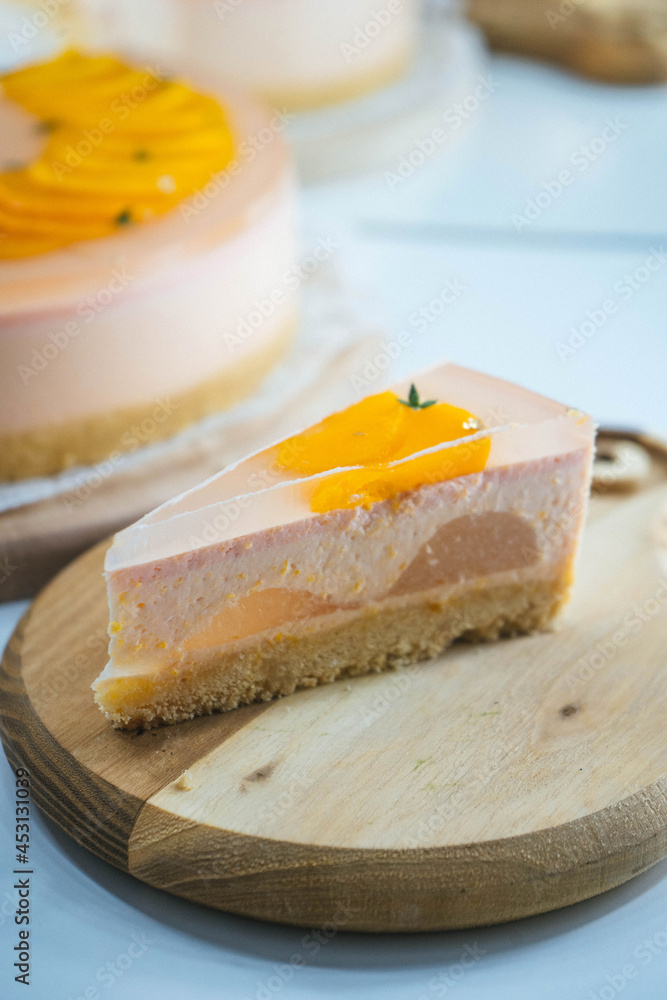 custom made wallpaper toronto digitalA piece of the peach cheesecake decorated with peaches
