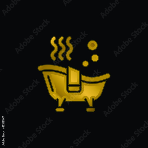 Bath gold plated metalic icon or logo vector