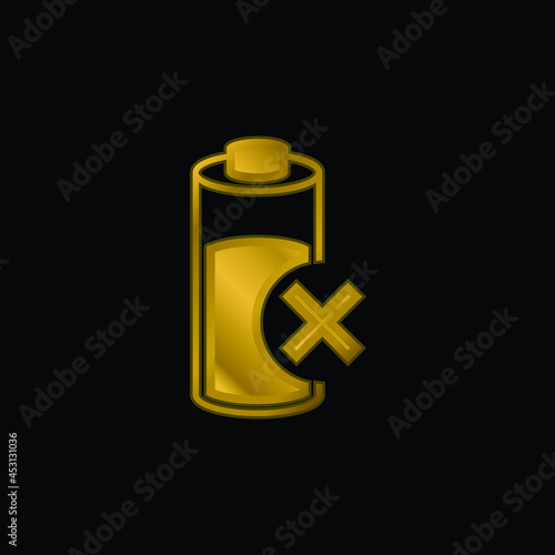 Battery gold plated metalic icon or logo vector