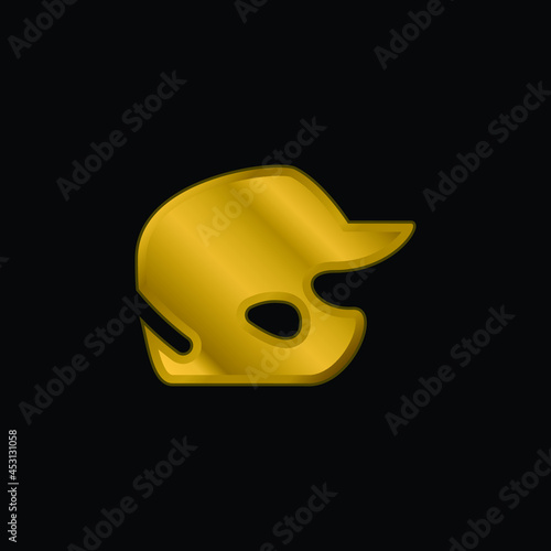 Baseball Helmet gold plated metalic icon or logo vector