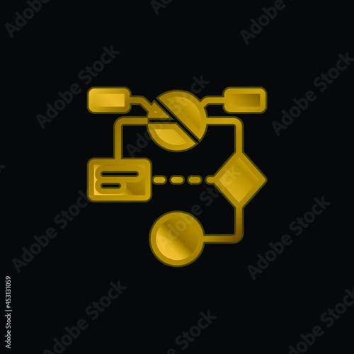 Algorithm gold plated metalic icon or logo vector